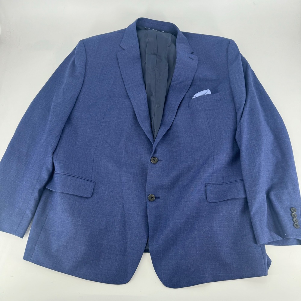 Ralph Lauren Mens 50L Blue Wool Blend Natural Stretch Two Button Blazer Jacket